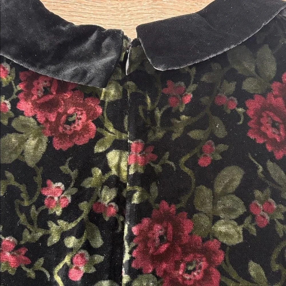 Gymboree Girls Velvet Floral Holiday‎ Valentine Dress Peter Pan Collar Size 9